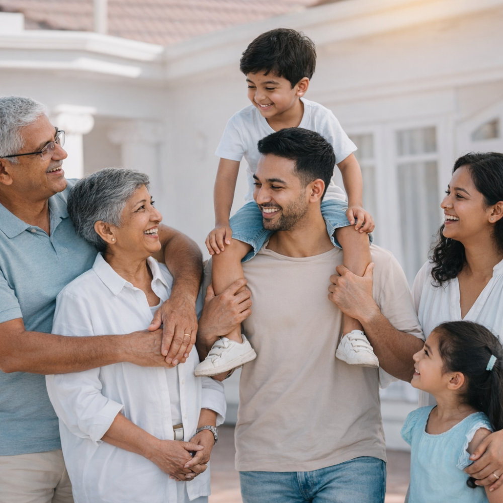 Image 1 Happy family in sunlit garden